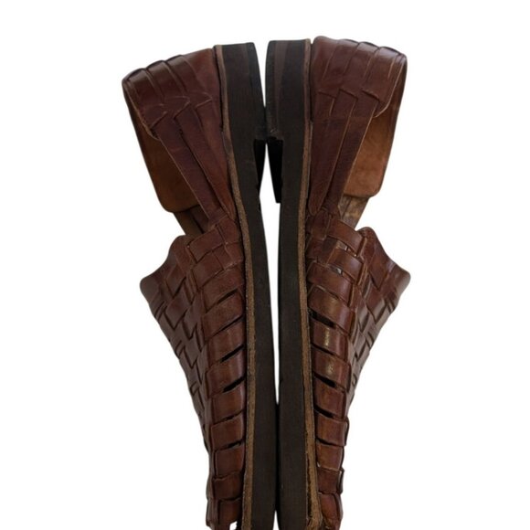 Sunsteps Hand Woven Leather Sandals Brown Huarache Mens Size 9.5 - Picture 4 of 6